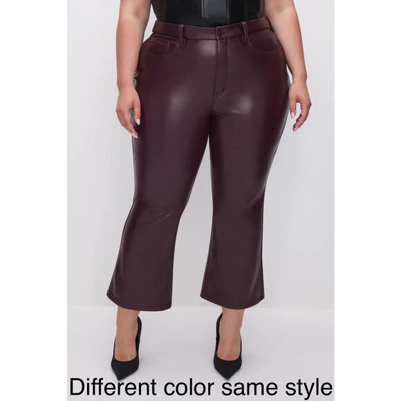 Good American Cognac Better Than Leather Faux Leather Good Icon Pants 28 plus - Picture 1 of 13